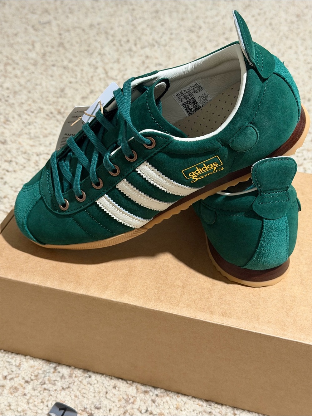Adidas Samba 62 Collegiate Green Sneakers JI3218 Men’s 6/Women’s 7 NWT